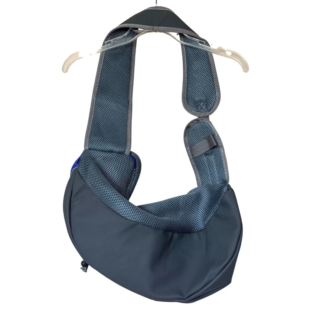 Hands Free Pet Carrier Sling Small Dog Cat Mesh Travel Bag Blue Grey Adjustable